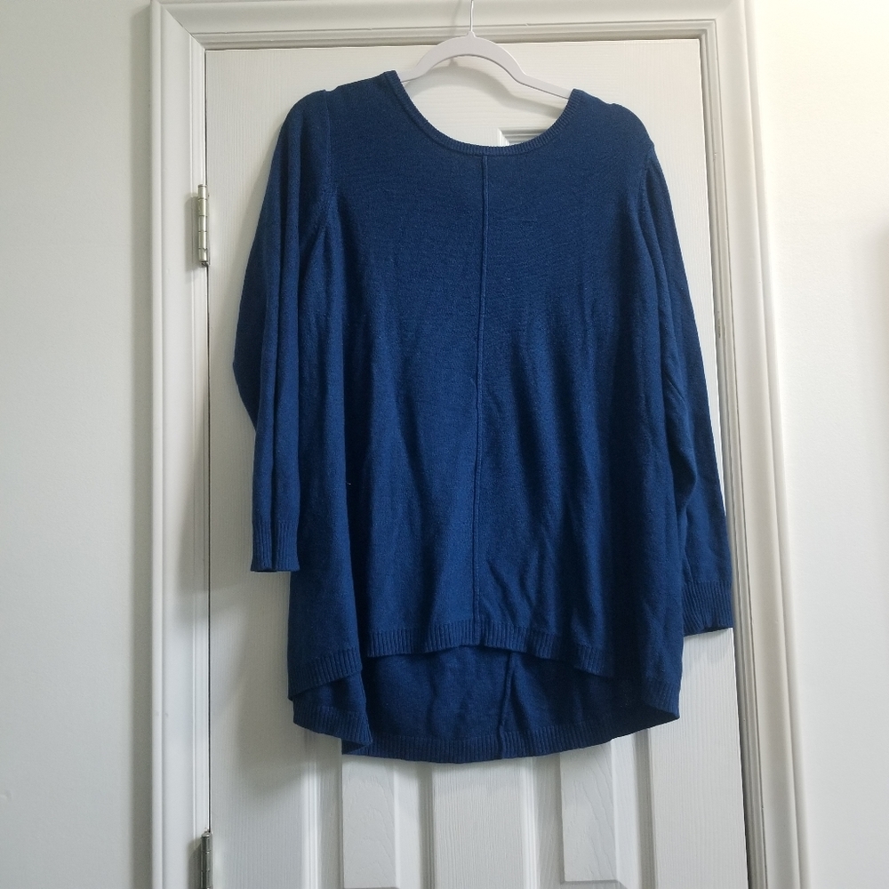 Women's Two Twenty Five Cashmere Blend Blue Sweater - 1X